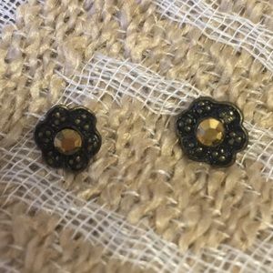 Swarovski Vintage Antiqued Gold Crystal Earrings